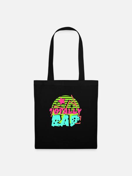 80er Geschenk Party Retro knallige Farben - Stoffbeutel - Schwarz