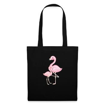 Flamant rose mère et enfant - Sac en tissu - noir - Devant