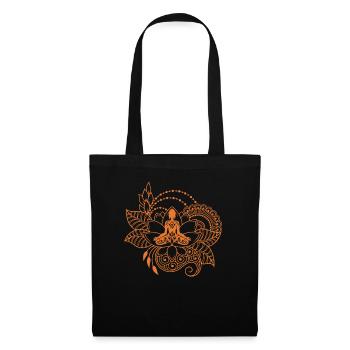 Geistiger Meditations-Geschenkdruck für Buddha-Fans - Stoffbeutel - Schwarz - Vorne