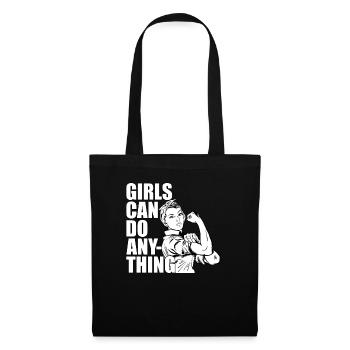 Girls can do Anything Frauenpower Feminismus Frau - Stoffbeutel - Schwarz - Vorne