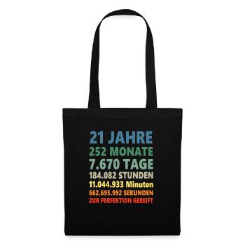 21ter 21 Jahre 21. Geburtstag Geschenk - Stoffbeutel - Schwarz - Vorne
