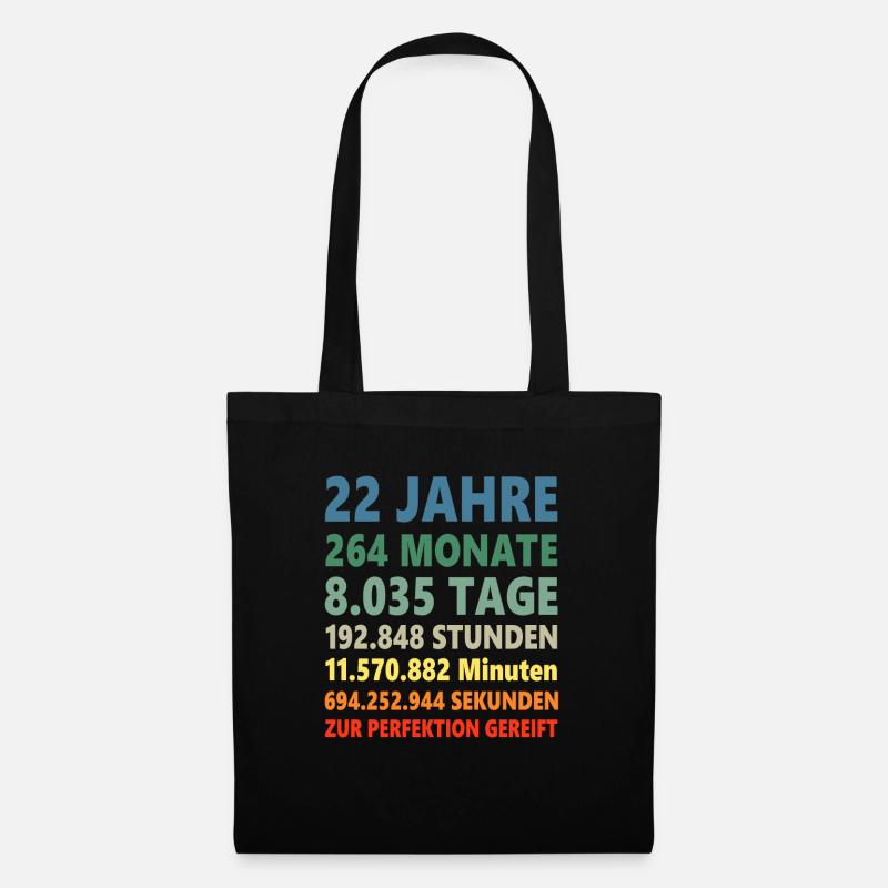 22ter 22 Jahre 22. Geburtstag Geschenk - Stoffbeutel - Schwarz