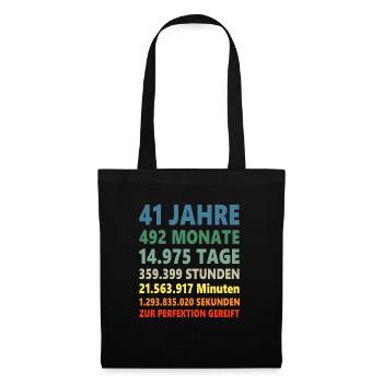 41ter Geburtstag 41 Jahre 41. Geschenk - Stoffbeutel - Schwarz - Vorne