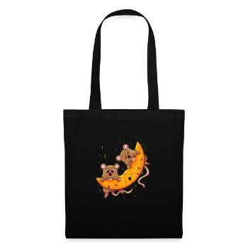 Mouse on cheese moon. Gift for cheese addict - Tote Bag - black - Front