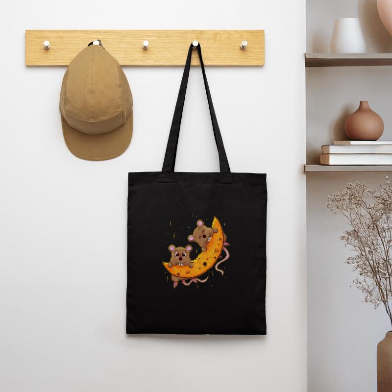 Mouse on cheese moon. Gift for cheese addict Tote Bag