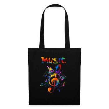 Musik-Fan-Geschenk-Entwurf Funky Violinschlüssel-Musik - Stoffbeutel - Schwarz - Vorne
