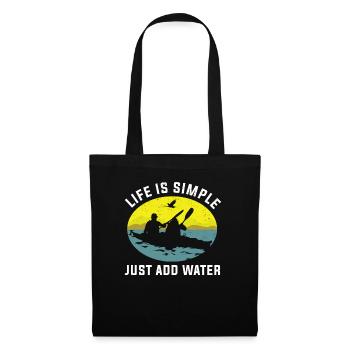 La vie est simple Ajoutez un cadeau de sport aquatique au kayak aquatique - Sac en tissu - noir - Devant