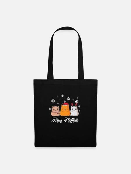 Merry Fluffmas Süße Katzen feiern Weihnachten - Stoffbeutel - Schwarz
