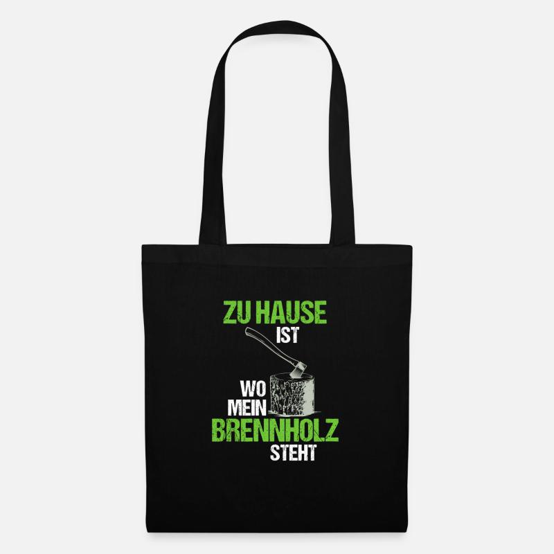 Brennholz Axt Holz Machen - Stoffbeutel - Schwarz
