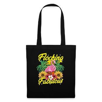 Cute & Funny Flocking Fabulous Flamingo Wortspiel - Stoffbeutel - Schwarz - Vorne