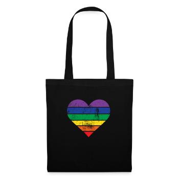 Herz Regenbogen - Stoffbeutel - Schwarz - Vorne