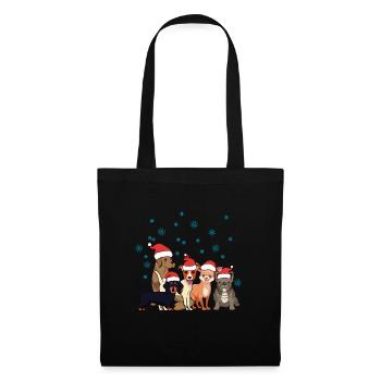 Chiot de chiens de Noël - Sac en tissu - noir - Devant