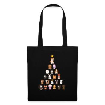 Chiot de chiens de Noël - Sac en tissu - noir - Devant
