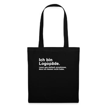 Logopäde Logopädie Spruch Geschenk - Stoffbeutel - Schwarz - Vorne