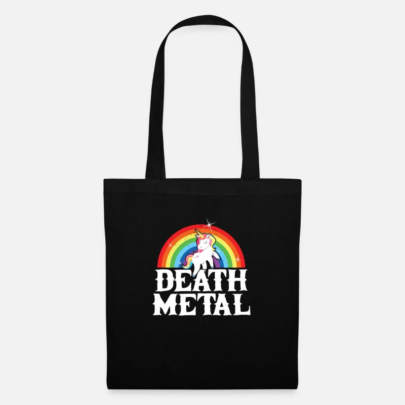 Death Metal Einhorn Hardrock Regenbogen Unicorn - Stoffbeutel - Schwarz