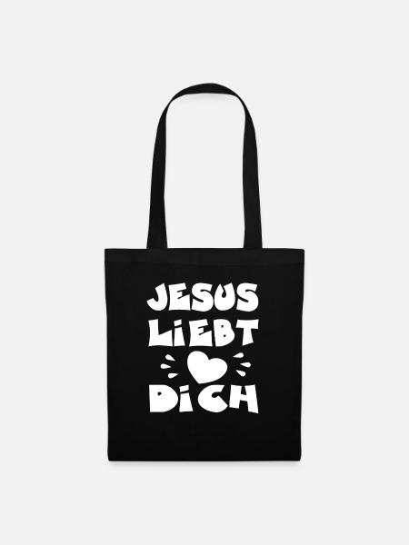 Jesus liebt dich - Stoffbeutel - Schwarz