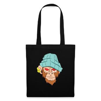 Visage chimpanzé crâne - Sac en tissu - noir - Devant