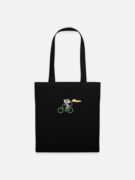 Maus auf Fahrrad - Grüne Mobilität CO2 Frei fahren - Stoffbeutel - Schwarz