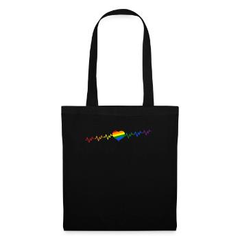 Heartbeat rainbow GAY LGBTQ Pride CSD - Tote Bag - black - Front