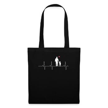 Père et fils rythme cardiaque ECG look partenaire de fréquence - Sac en tissu - noir - Devant