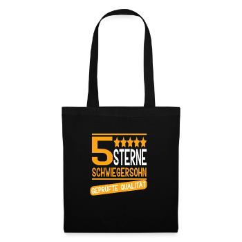 5 Sterne Schwiegersohn Geprüfte Qualität - Stoffbeutel - Schwarz - Vorne