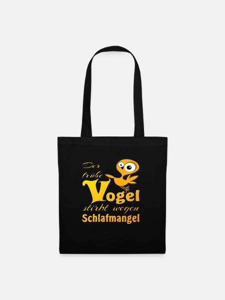 Der fruehe Vogel - Stoffbeutel - Schwarz