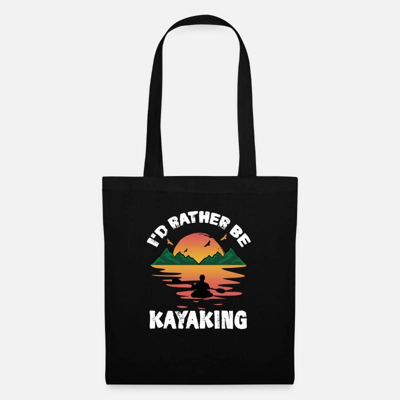 I'd rather be kayaking Kajak paddeln Geschenk - Stoffbeutel - Schwarz
