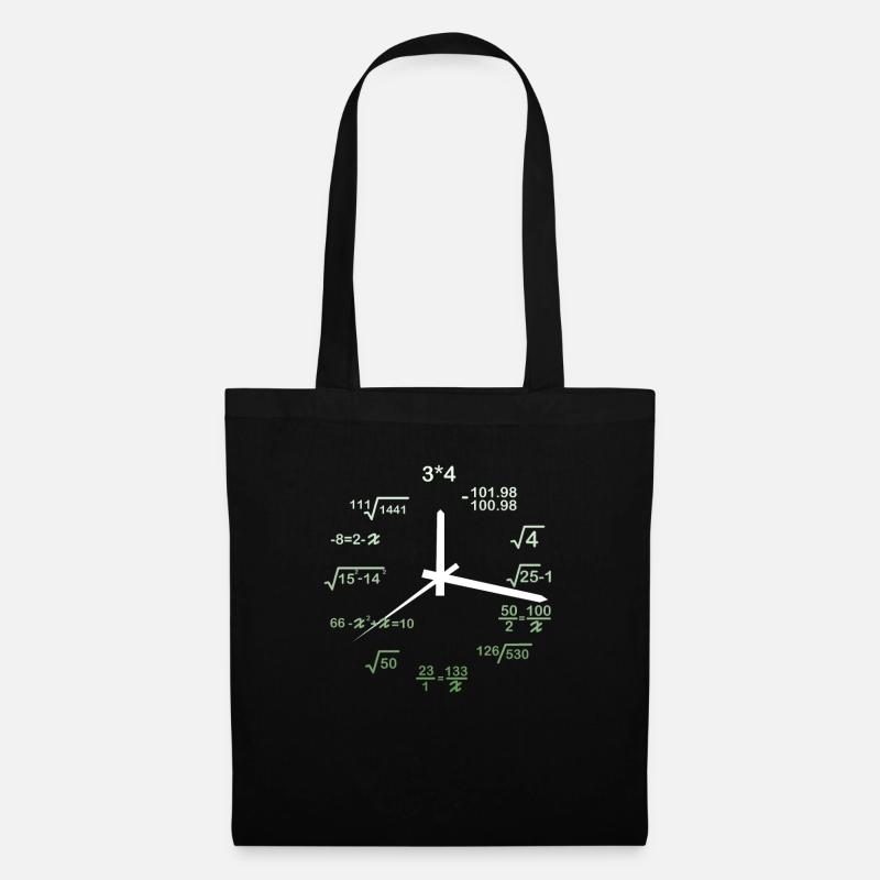 Mathematik Uhr Mathe Bruch Rechnen Geschenk - Stoffbeutel - Schwarz