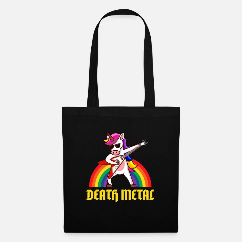 Death Metal Einhorn Regenbogen - Stoffbeutel - Schwarz
