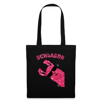 SCHLAGER LAMA für Damen, Frauen, Männer Geschenk - Stoffbeutel - Schwarz - Vorne