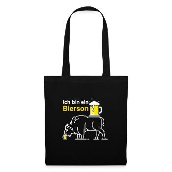 Verkleidung Ich bin ein Bierson Karneval Fasching - Stoffbeutel - Schwarz - Vorne