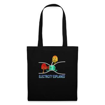 electricity explained Elektrik Ohm Volt Geschenk - Stoffbeutel - Schwarz - Vorne