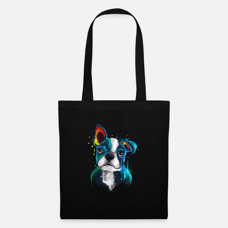 Cooles Aquarell Boston Terrier Geschenk Boston - Stoffbeutel - Schwarz