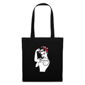 Girl Power GRL PWR pin-up rockabilly rétro - Sac en tissu - noir - Devant