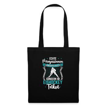 Eishockey Prinzessin Ice Hockey Trikot Spruch Frau - Stoffbeutel - Schwarz - Vorne