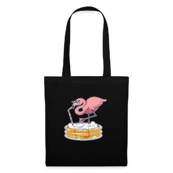 Flamingo Pink Bier trinken Strohhalm Party - Stoffbeutel - Schwarz - Vorne