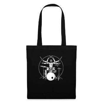 Trommeln Geschenk Print Drum Da Vinci Vitruvian Mann - Stoffbeutel - Schwarz - Vorne