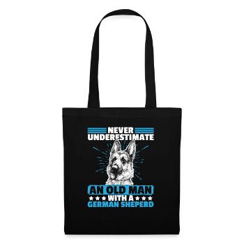 Never Underestimate an old man with german sheperd - Stoffbeutel - Schwarz - Vorne