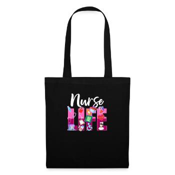 Infirmière mignonne vie cadeau impression diplômé école RN - Sac en tissu - noir - Devant