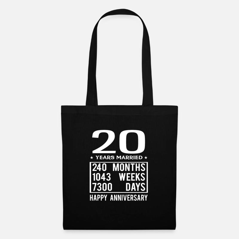 20 ans de mariage - Joyeux anniversaire de mariage - Sac en tissu - noir