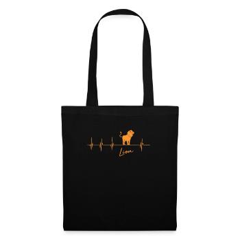 Löwe Löwin Geschenk Geschenkidee - Stoffbeutel - Schwarz - Vorne