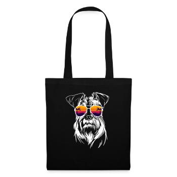 Schnauzer avec lunettes de soleil Chien Schnauzer miniature - Sac en tissu - noir - Devant