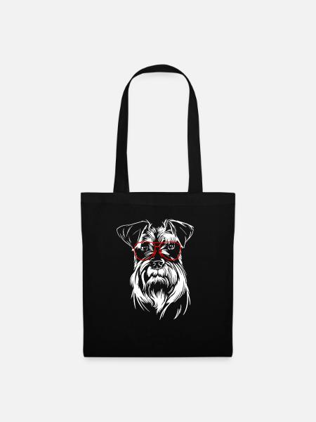 Schnauzer mit Brille Zwergschnauzer Dogmum Hund - Stoffbeutel - Schwarz