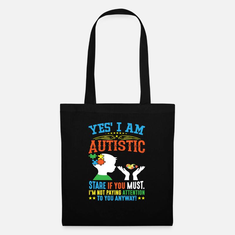 Ja ich bin autistisch - Stoffbeutel - Schwarz