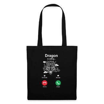 Drache - Stoffbeutel - Schwarz - Vorne