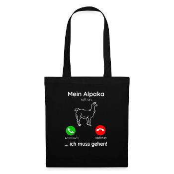 Alpaka Anruf Geschenk lustig Lama Llama Farm - Stoffbeutel - Schwarz - Vorne