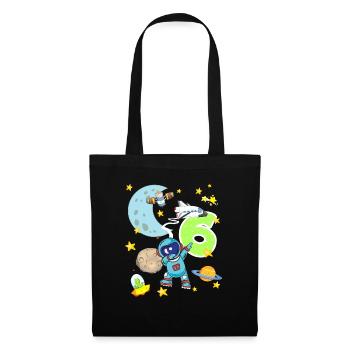 Astronaut 6 year birthday six space rocket - Tote Bag - black - Front