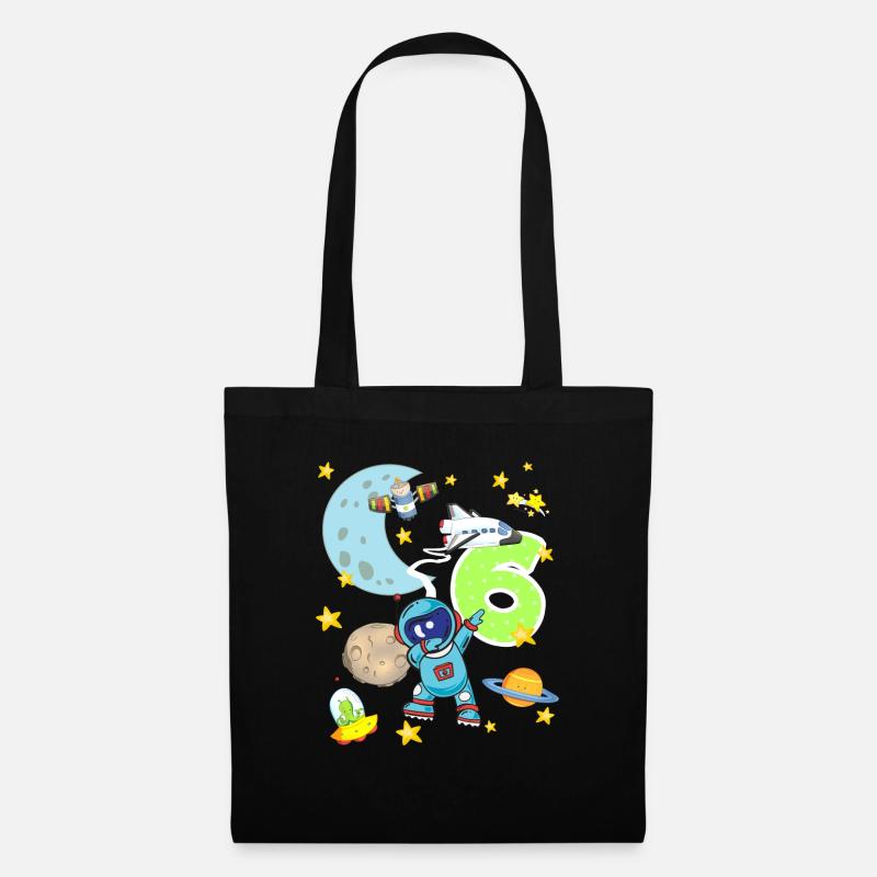 Astronaut 6 year birthday six space rocket - Tote Bag - black