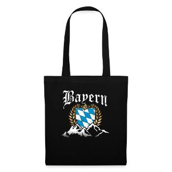 Freistaat Bayern Retro Berge Wappen Fahne Flagge - Stoffbeutel - Schwarz - Vorne