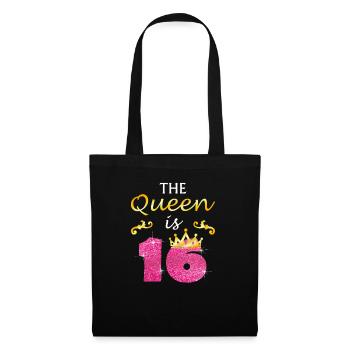 Filles D'anniversaire De 16 Ans La Reine Est Seize G - Sac en tissu - noir - Devant